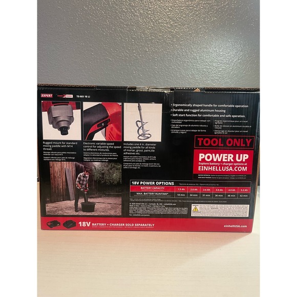 Einhell 18v Cordless Paint & Mortar Mixer TE-MX 18Li Tool ONLY NEW -0923SH - Picture 3 of 5